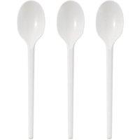 ECONX White Reusable Plastic Spoon Heavy Duty Disposable Cutlery Spoon X 100