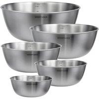 Greentainer Durable Mixing Bowls Set 5.2L Stainless Steel 5 PCS in Silver