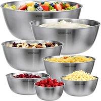 Greentainer Durable Mixing Bowls Set 5.2L Stainless Steel 7 PCS in Silver