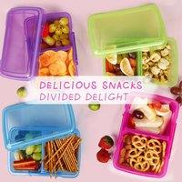 Greentainer Plastic Snack Containers 4-Pack with 2 Compartments Food Storage
