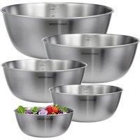 Greentainer Nesting Bowls Stainless Steel Bowls 5-Piece Set for Kitchen Salad Bowl in Silver