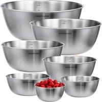Greentainer Nesting Bowls Stainless Steel Bowls Set 7 Pcs Kitchen Dishwasher Safe in Silver