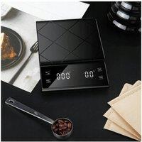 SPETLEK 3kg 0.1g Digital Kitchen Scale LED Timer Coffee Scale in Black