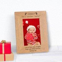 Uniqueful Men's Personalised Daddy Our 1st Christmas Together Wood Picture Frame 7x5 in Brown