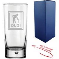 Uniqueful Men's Personalised Hiball Tumbler Oldi Design Message to the Reverse in Clear
