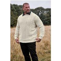 BadRhino Men's Cable Knit Crew Neck Jumper in Cream | Size: 3XL