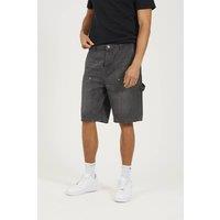 Brave Soul Men's Loose Fit Denim Carpenter Shorts in Grey | Size: Small