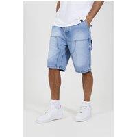 Brave Soul Men's Loose Fit Denim Carpenter Shorts in Light Blue | Size: Medium