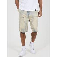 Brave Soul Men's Carpenter Button-Up Shorts in Beige | Size: Medium