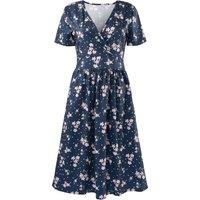 MODISHION Women's Floral Print Midi Dress with Pockets in Dark Navy | Size: Small