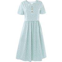 MODISHION Women's V-Neck Short Sleeve Midi Dress with Pockets in Mint | Size: Small