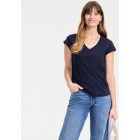 Lands' End Women's Cap Sleeve V-Neck Supima T-Shirt in Dark Navy | Size: 16-18
