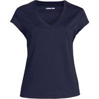 Lands' End Women's Plus Cap Sleeve V-Neck Supima T-Shirt in Dark Navy | Size: 24-26