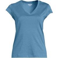 Lands' End Women's Cap Sleeve V-Neck Supima T-Shirt in Blue | Size: 10-12