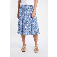 Weird Fish Women's Romaro Printed Jersey Midi Skirt in Baby Blue | Size: 20