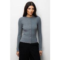 MixRay Women's Ribbed Knit Buttoned Cardigan in Grey | Size: Small