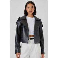 Big Dart Women's Faux Leather Biker Jacket in Black | Size: XL