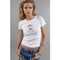Busem Women's Fitted Short Sleeve Crew Neck Cotton-Blend Top in White | Size: Large