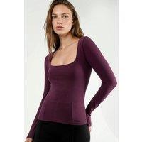 Busem Women's Fitted Long Sleeve Blouse with Square Collar in Mauve | Size: Medium
