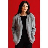 MixRay Women's Oversized Ribbed Knitwear Cardigan in Grey
