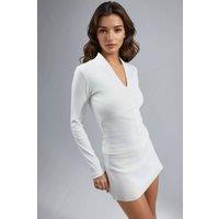 Busem Women's Slim Fit V-Neck Long Sleeve Blouse in White | Size: Large