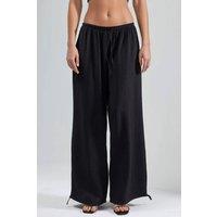 Busem Women's Elastic Waist Pants with Tie Detail in Black | Size: Large