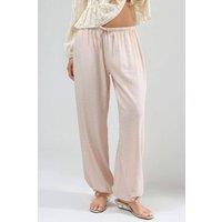 Busem Women's Elastic Waist Pants with Tie Detail in Stone | Size: Small