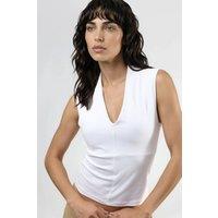 Busem Women's V-neck Sleeveless Drape Blouse in White | Size: Medium