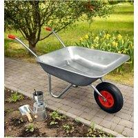 Groundlevel 65L Steel Garden Wheelbarrow in Silver
