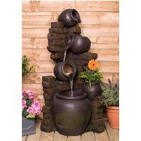 Primrose 1.2m 3-tier Cascading Jars on Wall with Planter & Lights by Ambient? in Brown