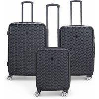 Infinity Leather Hard Shell ABS 8 Wheel Luggage Travel Cabin Holiday Bags Suitcase in Black | Size: Medium