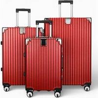 Infinity Leather Aluminium Frame Hardshell Suitcase ABS Luggage Suitcases in Red | Size: Medium