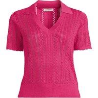 Lands' End Women's Short Sleeve Cotton Pointelle Knit Polo in Raspberry | Size: 14-16