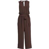 Lands' End Women's Creaseless Jumpsuit with Smocked Waist in Brown | Size: 14