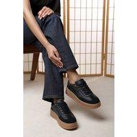 Where's That From Women's 'Elvena' Platform Lace Up Classic Trainer in Black | Size: 6