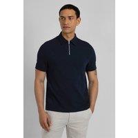 Steel & Jelly Men's Adwell - Linear Floral Jacquard Polo Shirt in Navy | Size: Small