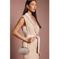 Coast Women's Amy Ruched Metallic Clutch Bag With Bow Clasp in Gold