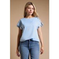 Dorothy Perkins Women's Short Sleeve T-Shirt Sequin Blouse in Pale Blue | Size: 10