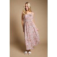 Dorothy Perkins Women's Tie Frill Detail Strappy Tiered Hem Printed Maxi Dress in Orange | Size: 8