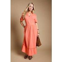 Dorothy Perkins Women's Collar Detail Short Sleeve Maxi Dress in Coral | Size: 16