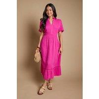 Dorothy Perkins Women's Petite Collar Detail Short Sleeve Maxi Dress in Pink | Size: 12