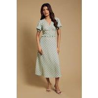 Dorothy Perkins Women's Petite Ruffle Detail Midaxi Dress in Green | Size: 12