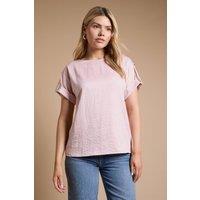 Dorothy Perkins Women's Satin Roll Sleeve Blouse in Blush | Size: 8