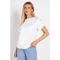 Dorothy Perkins Women's Satin Roll Sleeve Blouse in White | Size: 16