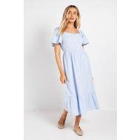 Dorothy Perkins Women's Button Front Flutter Sleeve Midi Dress in Blue | Size: 10