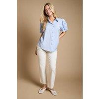 Dorothy Perkins Women's Puff Sleeve Collared Shirt in Blush | Size: 10