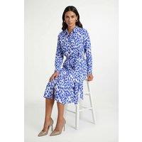 Wallis Women's Petite Collared Button Through Shirt Dress in Navy | Size: 14