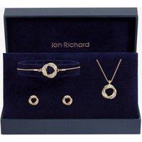 Jon Richard Women's Gold Plated & Crystal Open Knot Set - Gift Box