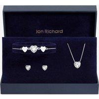 Jon Richard Women's Silver Crystal Heart Trio Set - Gift Box
