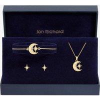 Jon Richard Women's Gold Plated Crystal & Moon Trio Set - Gift Box